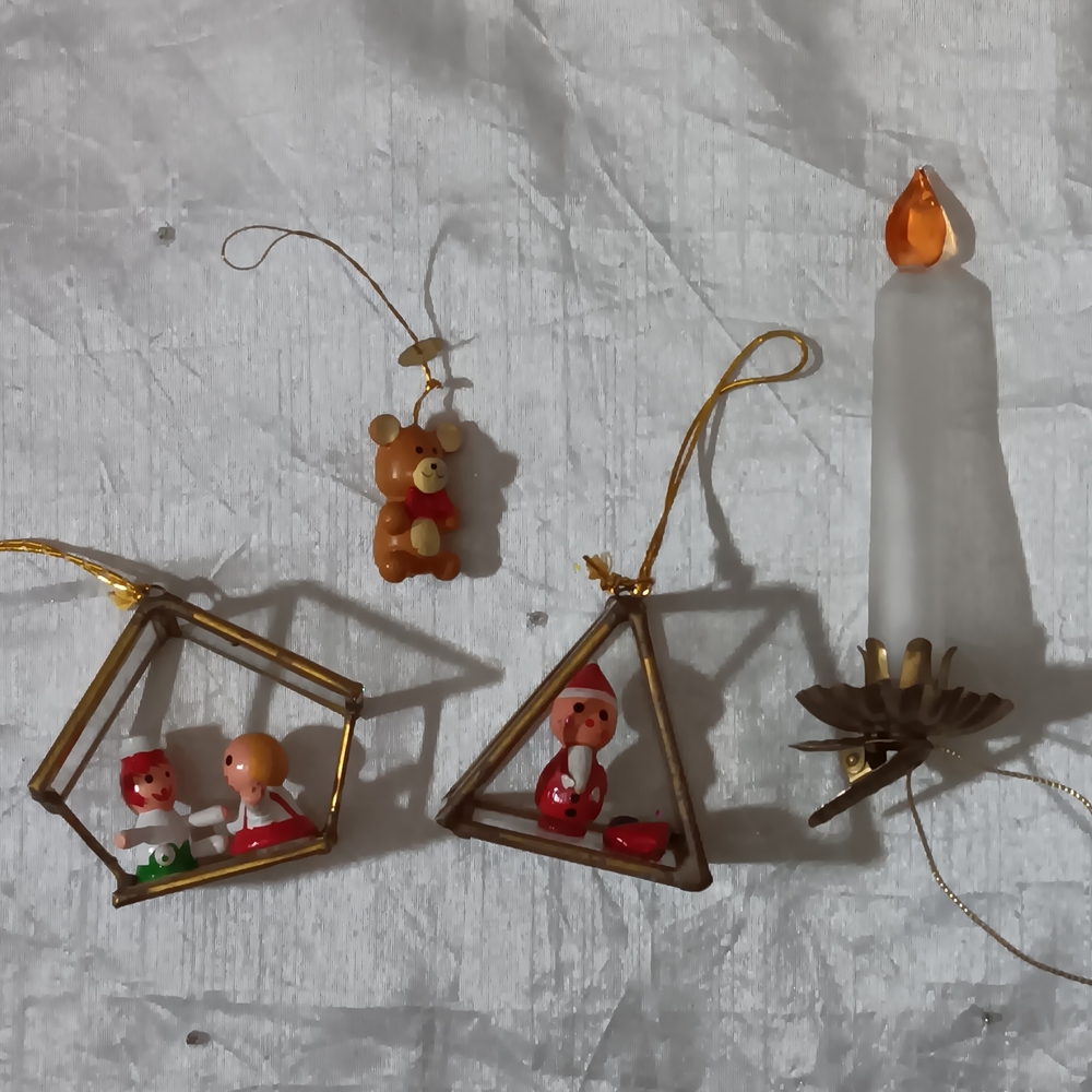 Vintage Festive Gold and Brown Holiday Ornaments Set